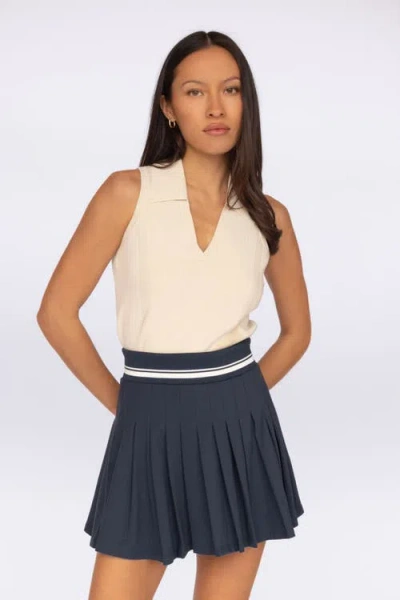 Fore-té Club Attire Juliette Collared Tank In Neutral