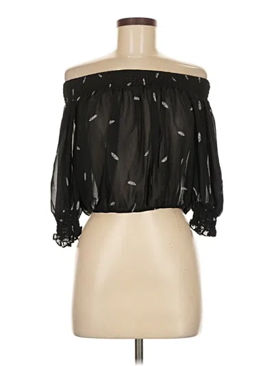 Pre-owned Forever 21 3/4 Sleeve Blouse In Black