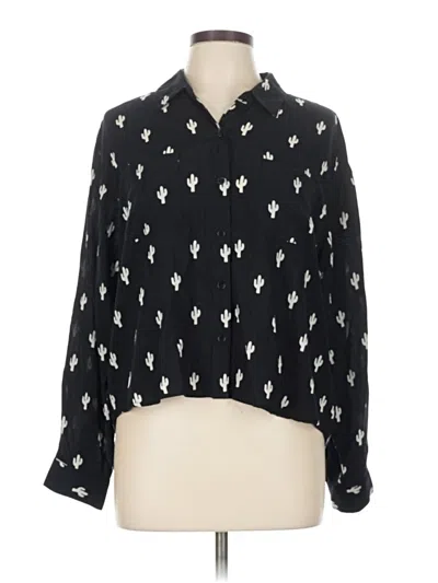 Pre-owned Forever 21 3/4 Sleeve Blouse In Black