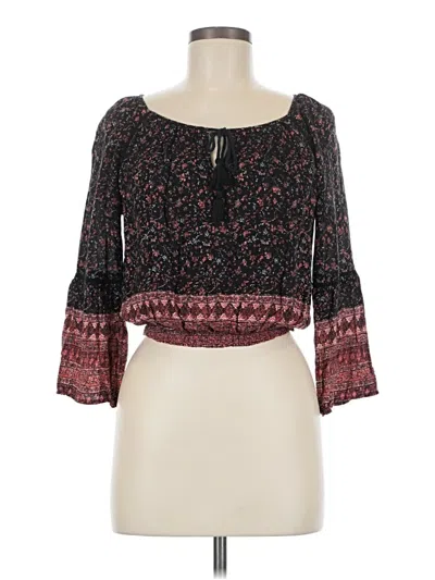 Pre-owned Forever 21 3/4 Sleeve Blouse In Black