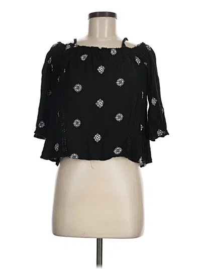 Pre-owned Forever 21 3/4 Sleeve Blouse In Black