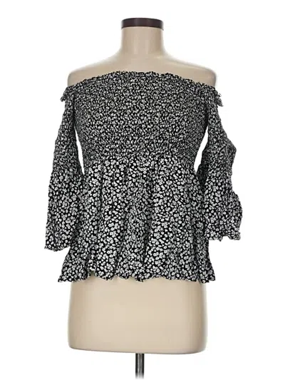 Pre-owned Forever 21 3/4 Sleeve Blouse In Black