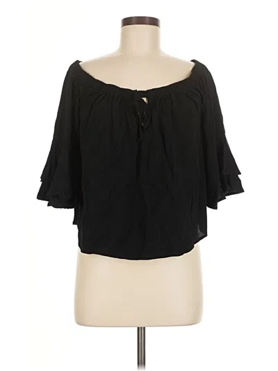 Pre-owned Forever 21 3/4 Sleeve Blouse In Black