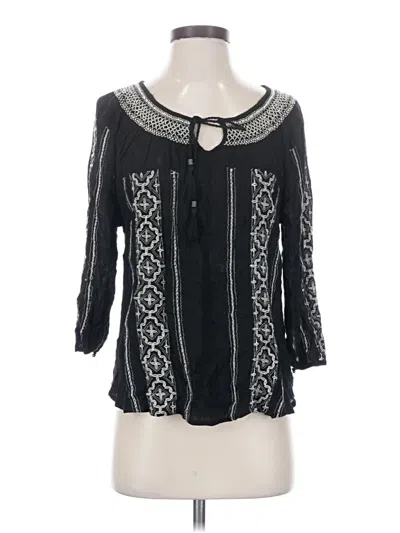Pre-owned Forever 21 3/4 Sleeve Blouse In Black