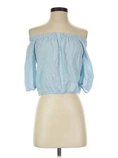 Pre-owned Forever 21 3/4 Sleeve Blouse In Blue