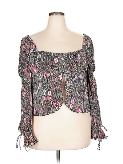 Pre-owned Forever 21 3/4 Sleeve Blouse In Brown