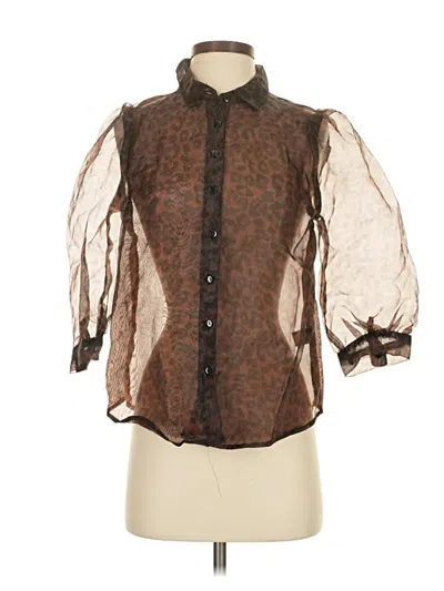 Pre-owned Forever 21 3/4 Sleeve Blouse In Brown