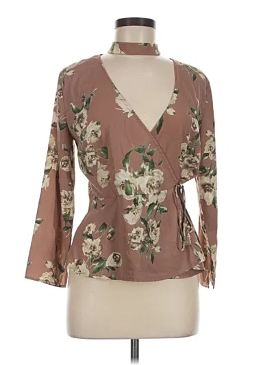 Pre-owned Forever 21 3/4 Sleeve Blouse In Brown