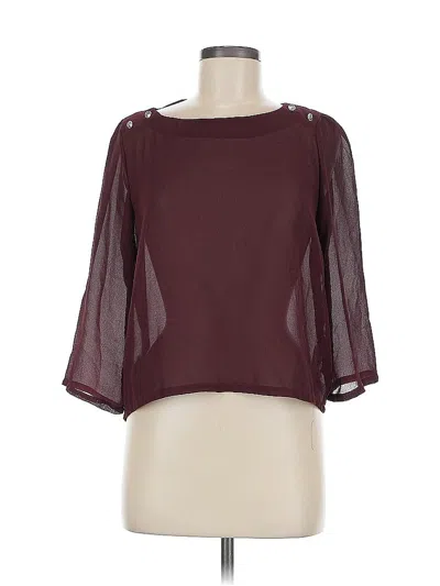 Pre-owned Forever 21 3/4 Sleeve Blouse In Burgundy