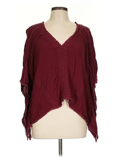 Pre-owned Forever 21 3/4 Sleeve Blouse In Burgundy