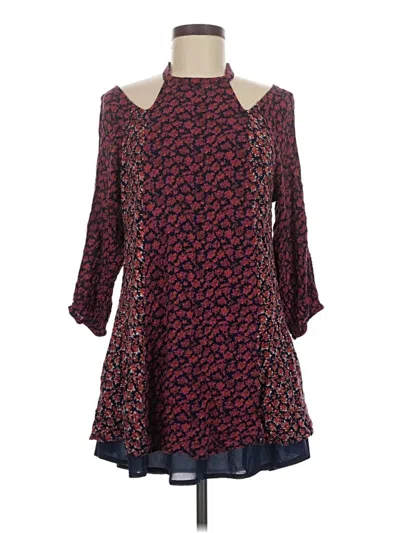Pre-owned Forever 21 3/4 Sleeve Blouse In Burgundy