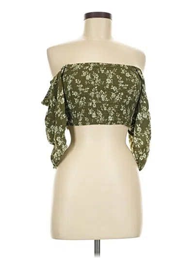 Pre-owned Forever 21 3/4 Sleeve Blouse In Green