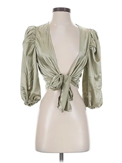 Pre-owned Forever 21 3/4 Sleeve Blouse In Green
