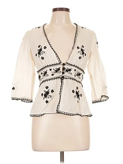 Pre-owned Forever 21 3/4 Sleeve Blouse In Ivory