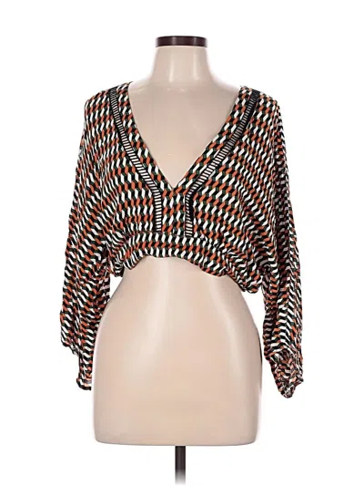 Pre-owned Forever 21 3/4 Sleeve Blouse In Orange