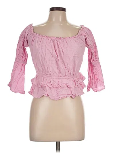 Pre-owned Forever 21 3/4 Sleeve Blouse In Pink