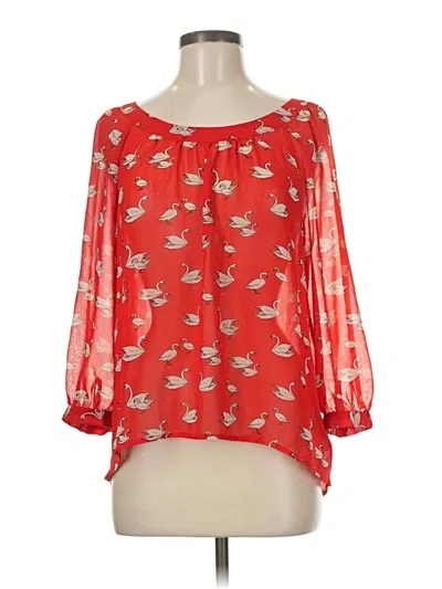 Pre-owned Forever 21 3/4 Sleeve Blouse In Red