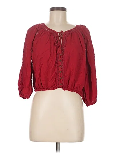 Pre-owned Forever 21 3/4 Sleeve Blouse In Red