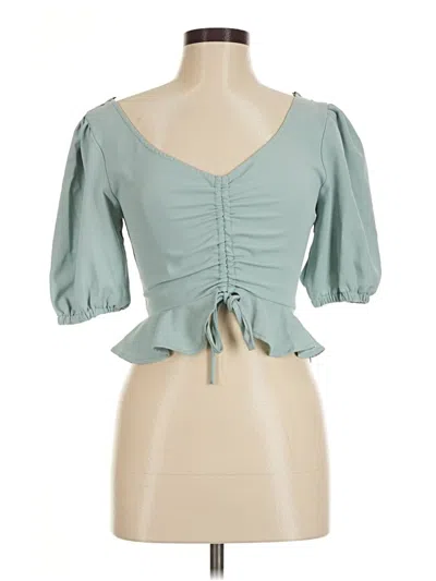 Pre-owned Forever 21 3/4 Sleeve Blouse In Teal