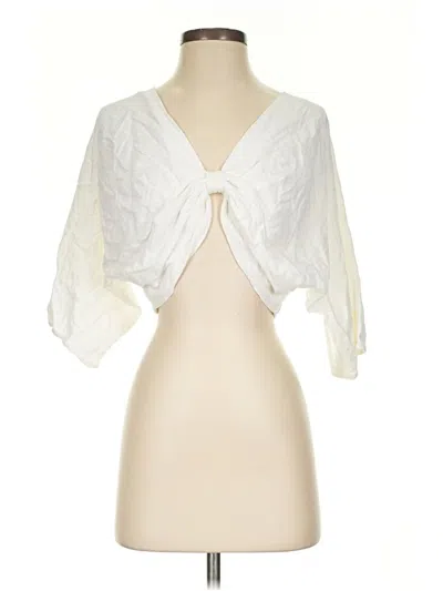 Forever 21 3/4 Sleeve Blouse In White