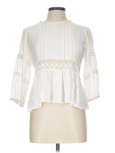 Pre-owned Forever 21 3/4 Sleeve Blouse In White
