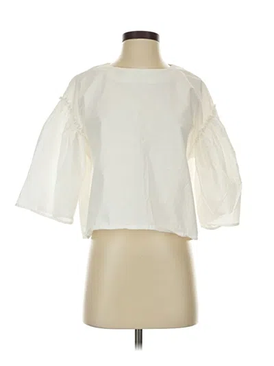 Pre-owned Forever 21 3/4 Sleeve Blouse In White