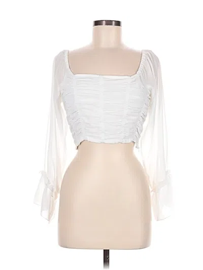 Pre-owned Forever 21 3/4 Sleeve Blouse In White
