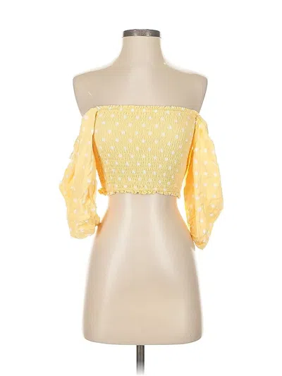 Pre-owned Forever 21 3/4 Sleeve Blouse In Yellow