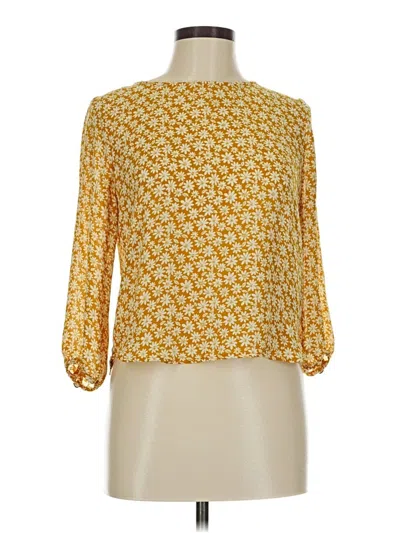 Pre-owned Forever 21 3/4 Sleeve Blouse In Yellow