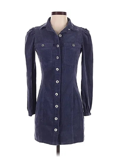 Pre-owned Forever 21 3/4 Sleeve Button Down Shirt In Blue