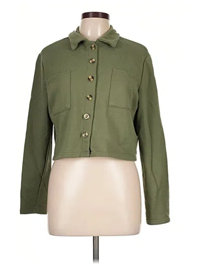 Pre-owned Forever 21 3/4 Sleeve Button Down Shirt In Green