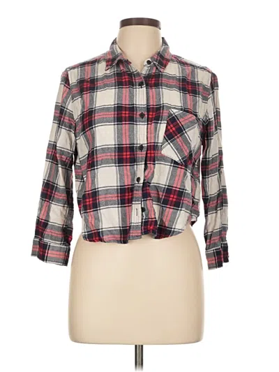 Pre-owned Forever 21 3/4 Sleeve Button Down Shirt In Ivory