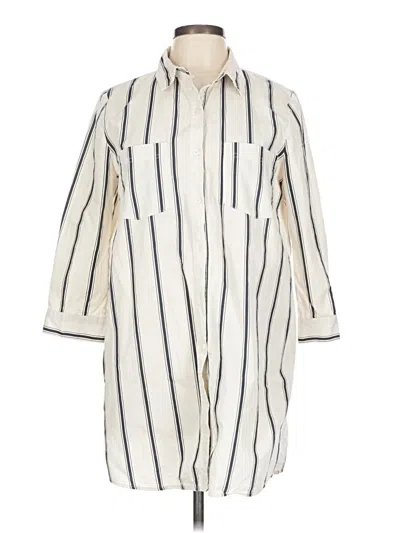 Pre-owned Forever 21 3/4 Sleeve Button Down Shirt In White