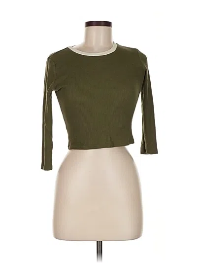 Pre-owned Forever 21 3/4 Sleeve T-shirt In Green