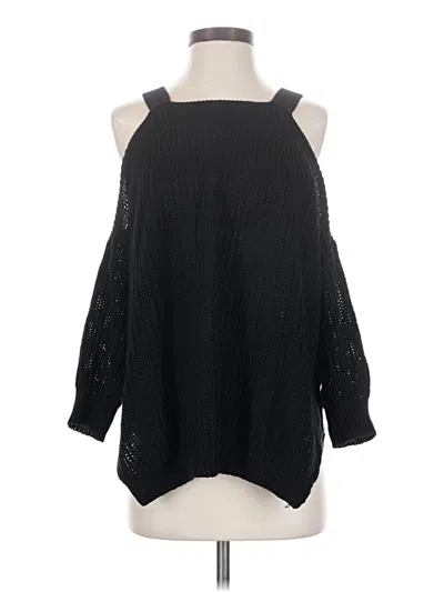 Pre-owned Forever 21 3/4 Sleeve Top Black Cold Shoulder Neckline Tops