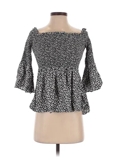 Pre-owned Forever 21 3/4 Sleeve Top Black Sweetheart Neckline Tops