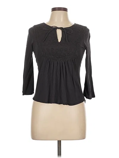 Pre-owned Forever 21 3/4 Sleeve Top Gray Keyhole Neckline Tops