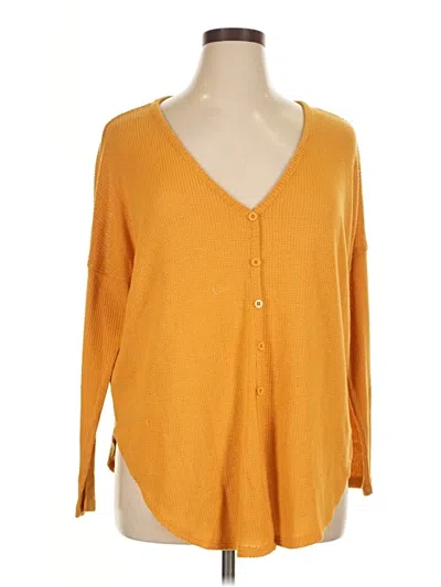 Pre-owned Forever 21 3/4 Sleeve Top Orange V-neck Tops