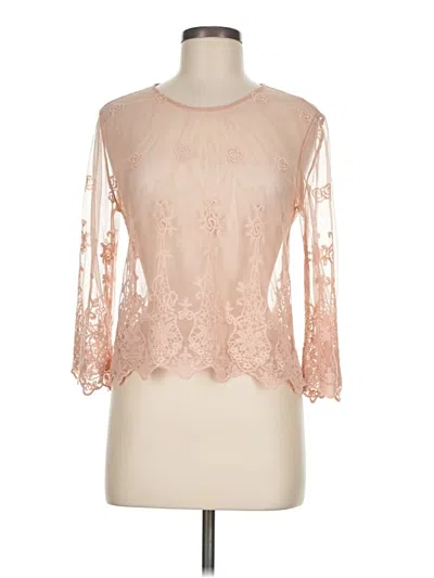 Pre-owned Forever 21 3/4 Sleeve Top Pink Mock Neckline Tops