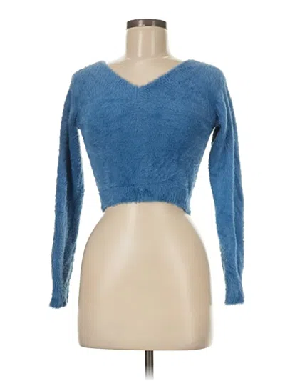 Pre-owned Forever 21 3/4 Sleeve T-shirt In Blue