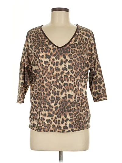 Pre-owned Forever 21 3/4 Sleeve T-shirt In Brown