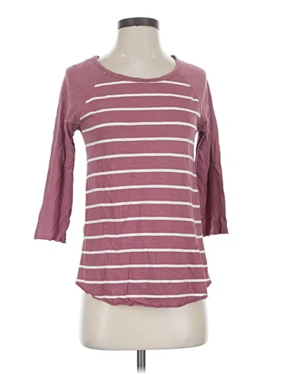 Pre-owned Forever 21 3/4 Sleeve T-shirt In Burgundy