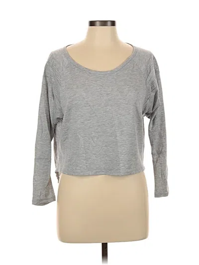 Pre-owned Forever 21 3/4 Sleeve T-shirt In Gray