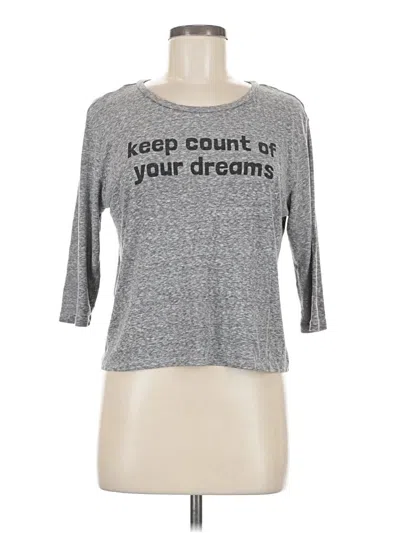 Pre-owned Forever 21 3/4 Sleeve T-shirt In Gray