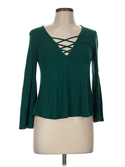 Pre-owned Forever 21 3/4 Sleeve T-shirt In Green