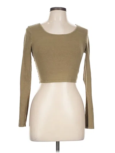 Pre-owned Forever 21 3/4 Sleeve T-shirt In Tan