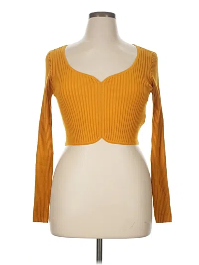 Pre-owned Forever 21 3/4 Sleeve T-shirt In Yellow