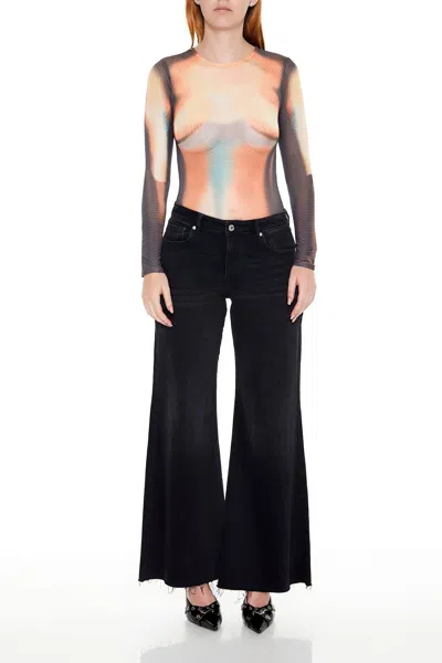 Forever 21 Abstract Print Mesh Bodysuit In Black