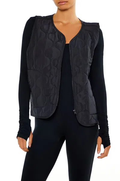 Forever 21 Active Quilted Zip-up Vest In Blue