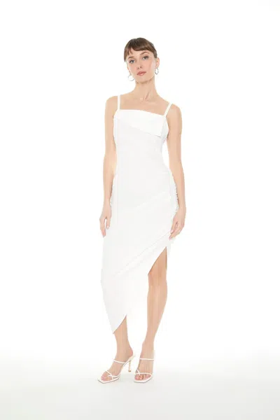 Forever 21 Asymmetrical Cami Midi Dress In White